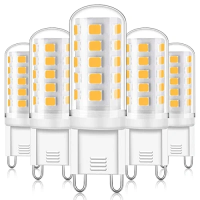 Afbeelding van YUIIP 4 W G9 ledlampen, 3000 K, warmwit, vervanging van 28 W, 33 40 halogeenlamp, G9, geen flikkeren, niet dimbaar, hoek 360 graden, 5 stuks