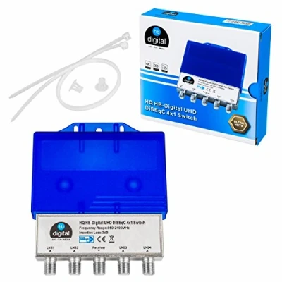 Afbeelding van HB DIGITAL DiseqC Schakelaar met weerbestendige behuizing Full HDTV 3D 4K UHD