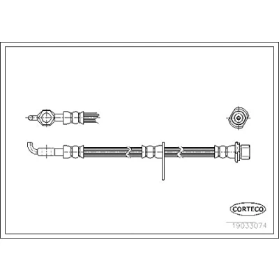 Afbeelding van CORTECO 19033074 Remslang Vooras links 590 TOYOTA: Corolla IX Hatchback
