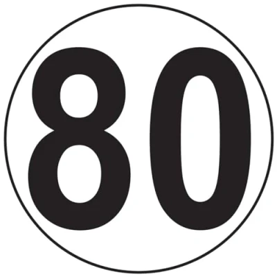 Afbeelding van Sticker Macaron snelheidsbegrenzing bussen tractor gewicht zware schijf vrachtwagen 80 km/u zelfklevend 20 cm diameter