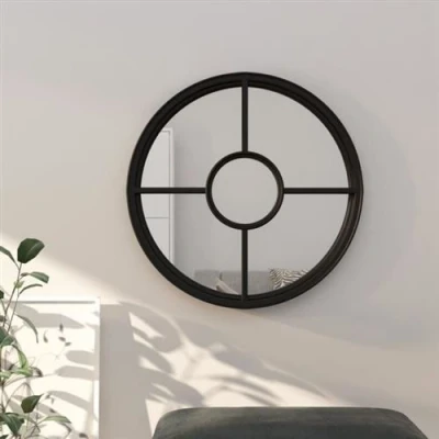 Afbeelding van VidaXL Spiegel rond 60x4 cm ijzer zwart
