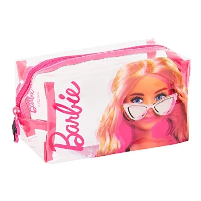 Afbeelding van Barbie Transparante make uptas voor meisjes en vrouwen, toilettas op reis, Roze, Cosmetische tas