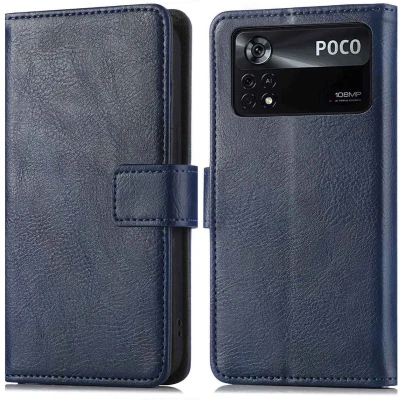 Afbeelding van iMoshion Hoesje Geschikt voor Xiaomi Poco X4 Pro 5G Met Pasjeshouder Luxe Bookcase Donkerblauw