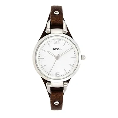 Afbeelding van Fossil Dameshorloge, Georgia, kwartshorloge, 32 mm roestvrijstalen behuizing met echt leren armband, Es2830, Bruin