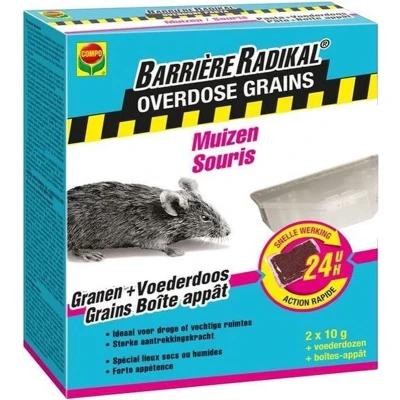 Afbeelding van Overdose Grain Muizen 24H in Voederdoos (2 voederdozen met 10 g lokaas)