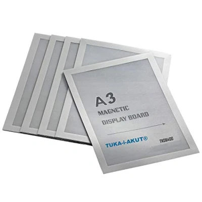 Afbeelding van TUKA i AKUT TKD8400 A3 5x, 5 x magnetisch displayframe, zelfklevend, voor borden, zilverkleurig, stuks
