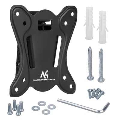 Image de Maclean MC 715 Support pour écran plat métal noir à revêtement poudré Taille d&#039;écran : 13&quot; 27&quot; montable sur mur