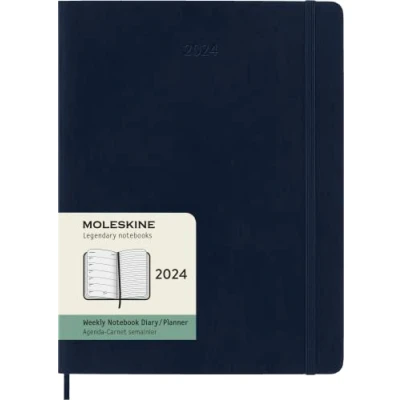 Afbeelding van Moleskine 12 Maanden Agenda 2024 Wekelijks XL Zachte Kaft Saffier Blauw