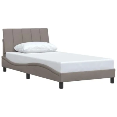 Afbeelding van vidaXL Bedframe met hoofdeinde stof taupe 100x200 cm