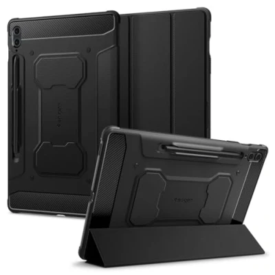 Afbeelding van Spigen Tablet Hoes Geschikt voor Samsung Galaxy Tab S9 FE Plus Rugged Armor Pro Bookcase Zwart /Black
