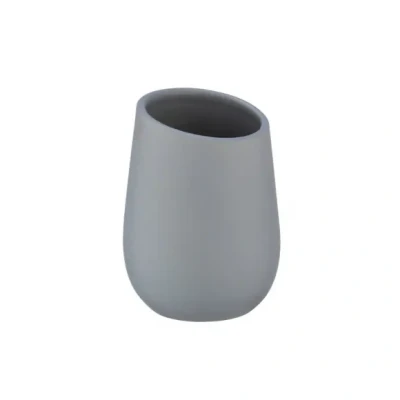 Afbeelding van WENKO Badi beker keramiek grijs tandenborstelhouder voor tandenborstel en tandpasta, keramiek, 8 x 11 cm,