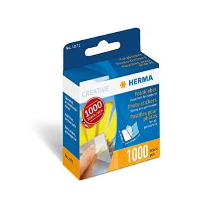 Afbeelding van Herma 1071 Fotostickers, 12 x 17 mm, Zelfklevend, Dubbelzijdig, Fotolijm In Dispenser, Permanent Hechtend, 1.000 Stuks, Wit