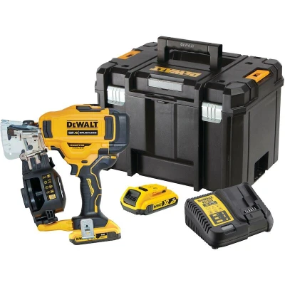 Afbeelding van DeWALT DCN45RND2 18V Li ion accu Rolspijktacker voor dakwerk set (2x 2.0Ah accu) in TSTAK 19 45mm Koolborstelloos