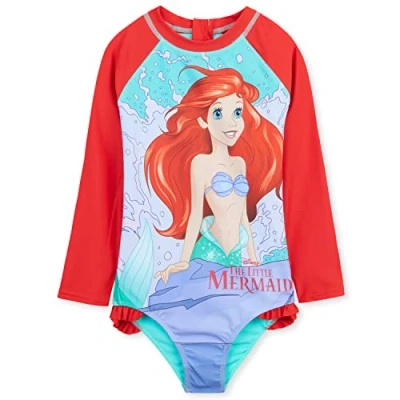 Afbeelding van Disney Badpak voor meisjes, eendelig, badpak, lange mouwen, kinderen, Stitch, Ariel, Ariel rood
