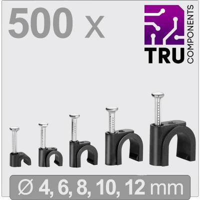 Afbeelding van TRU COMPONENTS T24CA132 Spijkerclip TC 13448480 Bundel Ø (bereik) 2 tot 12 mm Zwart 500 stuk(s)