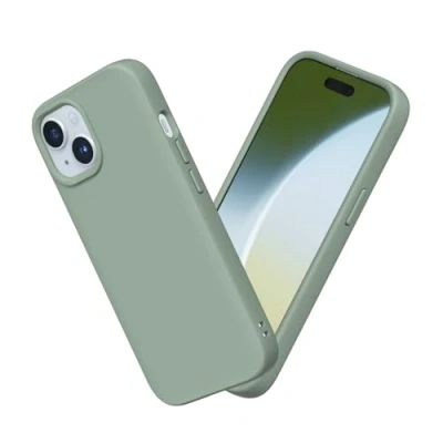Afbeelding van RHINOSHIELD Hoesje compatibel met [iPhone 15] SolidSuit dunne hoes schokabsorberende technologie en premium matte afwerking saliegroen