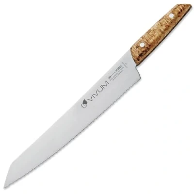 Afbeelding van F.DICK 83639262H VIVUM broodmes (koksmes met 26 cm lemmet, getande snijkant en berkenhouten handvat, 58 HRC, gebogen snijrand, keukenmes)