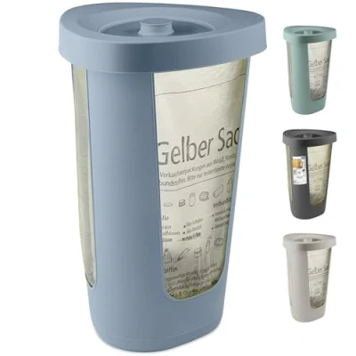 Afbeelding van Rotho Fabu afvalzakkenhouder 50L met deksel blauw