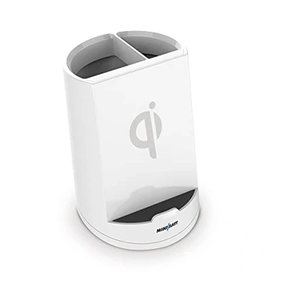 Afbeelding van Draadloze Oplader met Mobielhouder MiniBatt Power Cup Potlood Wit