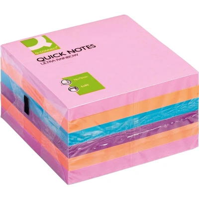 Afbeelding van Q CONNECT Quick Notes, ft 76 x mm, 80 vel, pak van 6 blokken in 4 verschillende kleuren memoblok