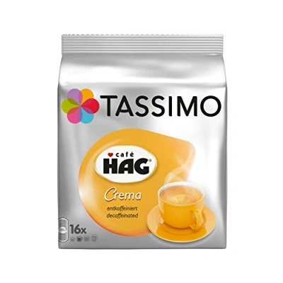 Image de Tassimo Café HAG Crema Décaféiné, Rainforest Alliance Vérifié, Lot de 5, 5 x 16 T Discs