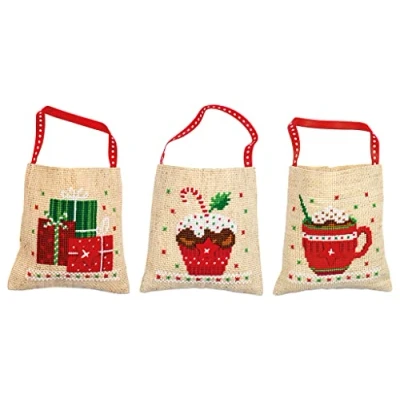 Afbeelding van Vervaco Kerstmotiefjes kruidenzakjes set van 3 borduren (pakket) PN 0196966