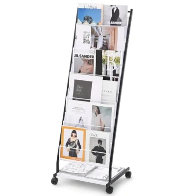 Image de VEVOR Présentoir Porte Brochures sur Pied 6 Niveaux 4 Roues Revues Magazines