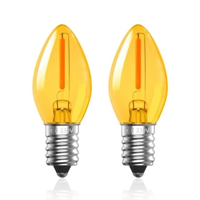 Afbeelding van Luxvista Ledlamp, 0,5 W, E14, vintage, C7, warmwit, kleine schroefbasis, 2000 K, filament, led nachtlampje, lage helderheid, decoratief, komt overeen met 5 niet dimbaar, 2 stuks