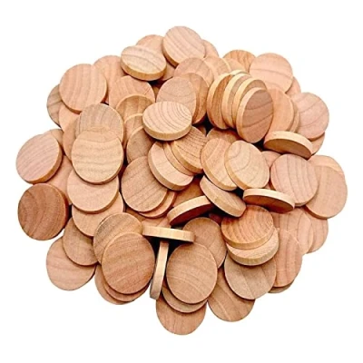 Afbeelding van Natuurlijke Onvoltooide Ronde Houten Plakken Ringen Schijven 50 Stuks voor Kunst en Ambachten Decoraties DIY