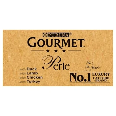 Afbeelding van 96x85g Eend, Lam, Kip, Kalkoen Gourmet Perle Kattenvoer