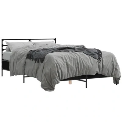 Afbeelding van vidaXL Bedframe bewerkt hout metaal zwart 140x200 cm