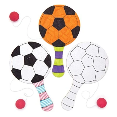 Afbeelding van Baker Ross Voetbalballen rackets om in te kleuren, versieren en spelen voor kunst handwerk (pak van 5)