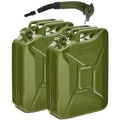 Afbeelding van BW® Metalen jerrycan voor brandstof, 2 x 20 liter, met schenktuit, olijfgroen, RAL 6003, TÜV getest en VN goedkeuring, Made in Europe