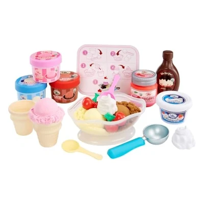 Afbeelding van Little Tikes Creative Chefs Ice Cream Kit Met speciaal zand voor make up It! Mix, 17 accessoires, realistische speelset, jongens en meisjes vanaf 3 jaar, niet eetbaar
