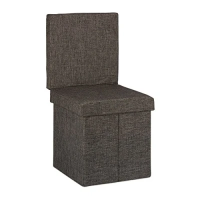 Afbeelding van Relaxdays Opvouwbare linnen opbergkruk met rugsteun stabiele kist poef opslag h x b d: 73 38 cm afneembaar deksel voetensteun kubusvormige doos, bruin