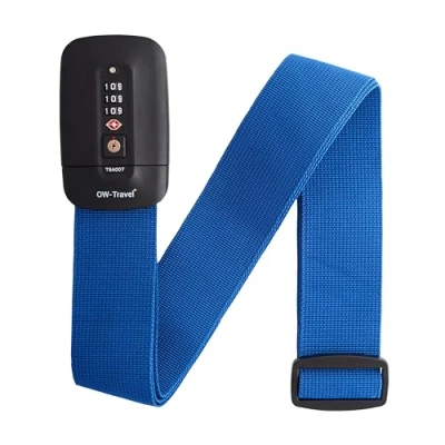 Afbeelding van OW Travel Gepersonaliseerde Bagageriemen met Slot voor Koffers (Donker Blauw) Makkelijk herkennen TSA Kofferriemen Bagagelabels. Bagageriem Reisriem. Vergrendelbare Kofferriemslot Tassen