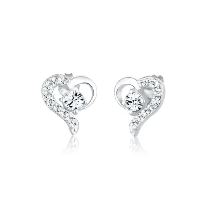 Afbeelding van Elli Agent 925 Crystal Hart Oorbellen, Kristal, kristal Swarovski