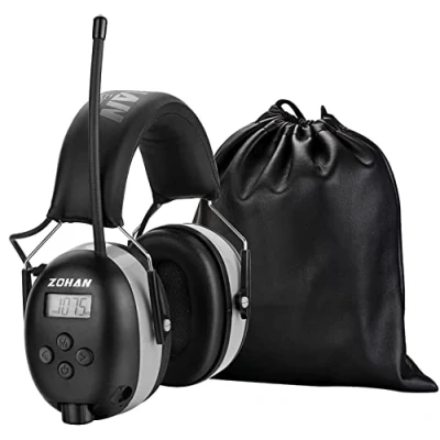 Afbeelding van ZOHAN Gehoorbescherming 042 met FM/AM radio, geschikt voor industrie, fabriek, bouw, houtbewerking en andere huishoudelijke werkzaamheden zoals grasmaaien, MP3 SNR 31 dB, grijs.