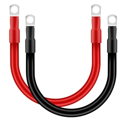 Afbeelding van QIMEI SHOP Autobatterijkabel, 25 mm², 30 cm, omvormer voor accu, 3 AWG, 12 V, accukabel met M10 oogkabelschoenen, vrachtwagen, auto, motorfiets, zonne energie, rood en zwart, 2 stuks
