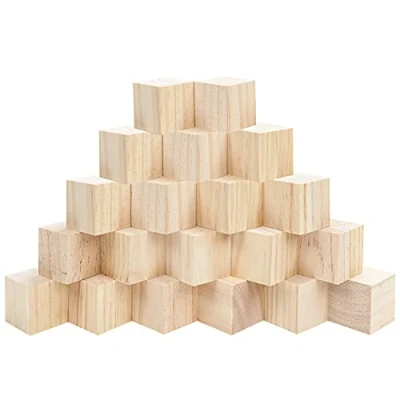 Afbeelding van Belle Vous Houten kubus (20 stuks) kleine kubussen van ruw hout 5 x cm natuurlijke dennenhouten knutselkubus voor creatieve vrije tijd, alfabet, stempels, letters, puzzel, nummer