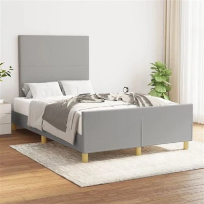 Afbeelding van vidaXL Bedframe met hoofdbord stof lichtgrijs 120x200 cm