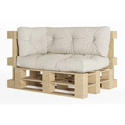 Afbeelding van chilly pilley europalletkussen met vlokken van schuim, geschikt voor palletmeubels, rugkussen, zitkussen en zijkussen, verkrijgbaar als set meerdere kussens (3 delige set, ivoor)