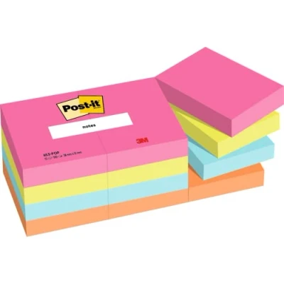 Afbeelding van Post It Notes Poptimistic, 100 vel, ft 38 x 51 mm, pak van 12 blokken memoblok