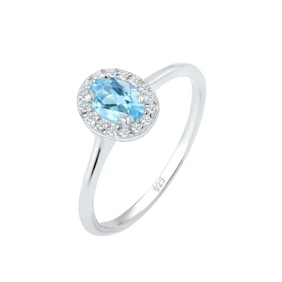 Afbeelding van Elli Verlobungs Topas Diamant Ring, Dames, Maat: 54, Silber