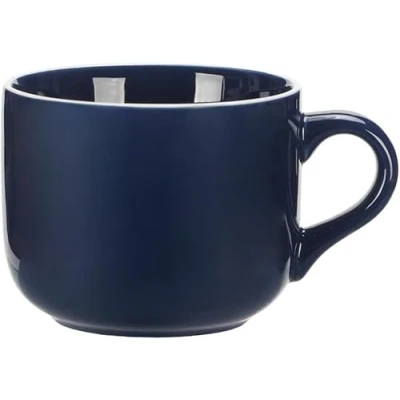 Afbeelding van XXL thee en koffiemok keramiek Met handvat 650 ml Grote Voor koffie, thee, ontbijtgranen koffie Porseleinen soepkom Koningsblauw