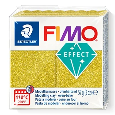 Afbeelding van FIMO effect ovenhardende boetseerklei standaard blokje 57 g glitter goud