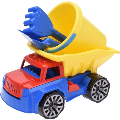 Afbeelding van Zandtruck Rood/blauw/geel 4 delig