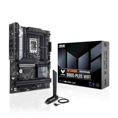 Image de ASUS TUF GAMING B860 PLUS WIFI carte mère ATX Socket LGA1851 Chipset USB C 3.2 Gen 2x2, 2, 1, Gen2 2.5 Gigabit LAN, Bluetooth, Wi Fi 7 graphique embarquée (unité centrale requise) audio HD (8