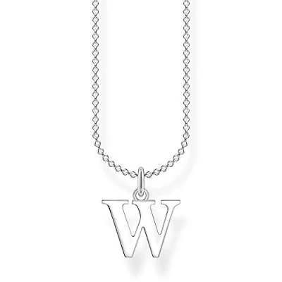 Afbeelding van Thomas Sabo Damesketting van 925 Sterling zilver met letter W, lengte 38 45cm, Zilver, Niet toepassing, toepassing