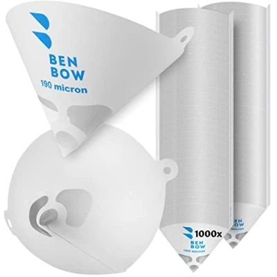 Image de BenBow Lot de 1000 filtres à peinture jetables en papier avec tissu nylon Pour filtrer les peintures et contre impuretés